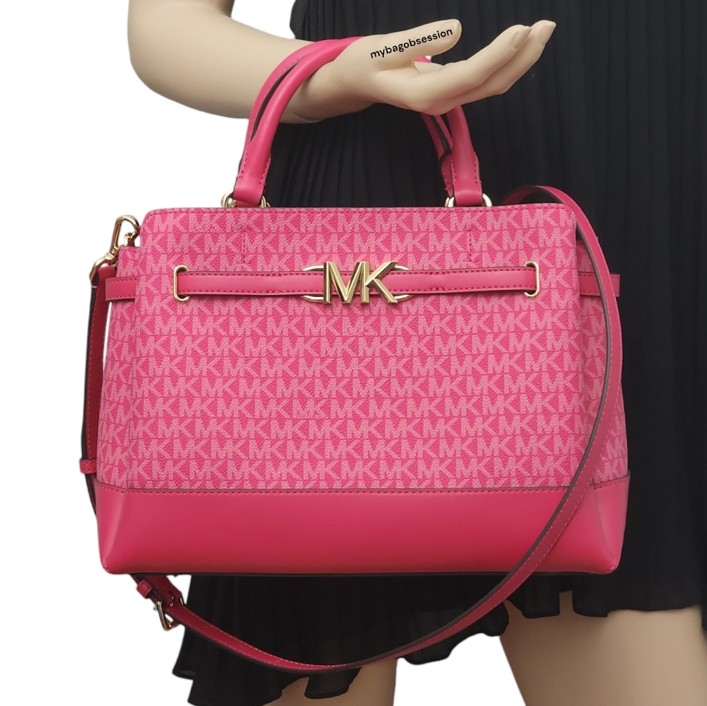 Michael Kors Reed Logo Large Pink Satchel - Picture 8 of 9
